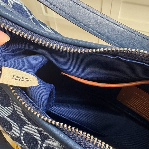Coach Denim Monogram Canvas Shoulder Bag - Picture 7 of 9